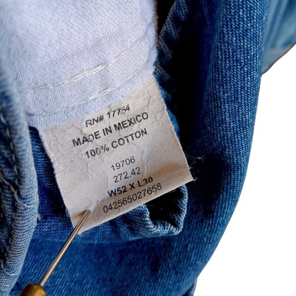 52x30 Vintage Key Imperial Denim Overalls Made In Mexico 100% Cotton Distress - Picture 6 of 6